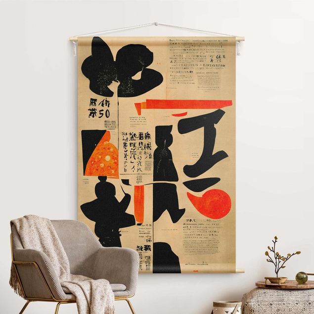 Wandbehang modern Asiatische Schriften