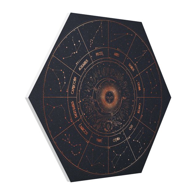 Hexagon-Forexbild - Astrologie Die 12 Sternzeichen Blau Gold