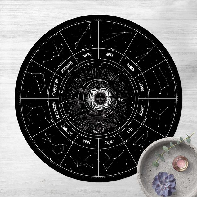 Teppiche Astrologie Die 12 Sternzeichen Schwarz