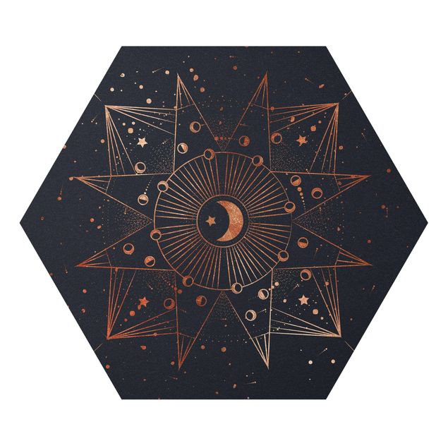 Hexagon-Forexbild - Astrologie Mond Magie Blau Gold