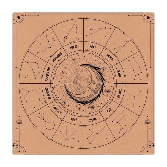 grosser Teppich Astrologie Mond und Sternzeichen