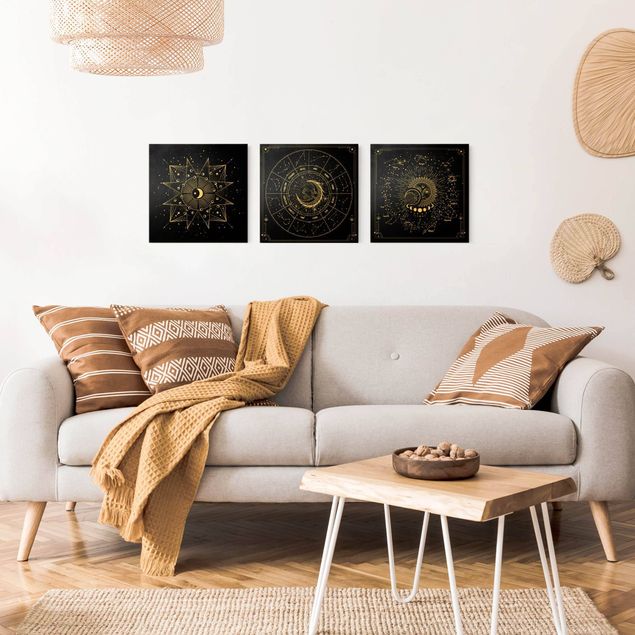 Moderne Leinwandbilder Wohnzimmer Astrologie Mond und Sternzeichen