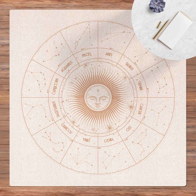 Teppiche Astrologie Sternzeichen im Sonnenkreis