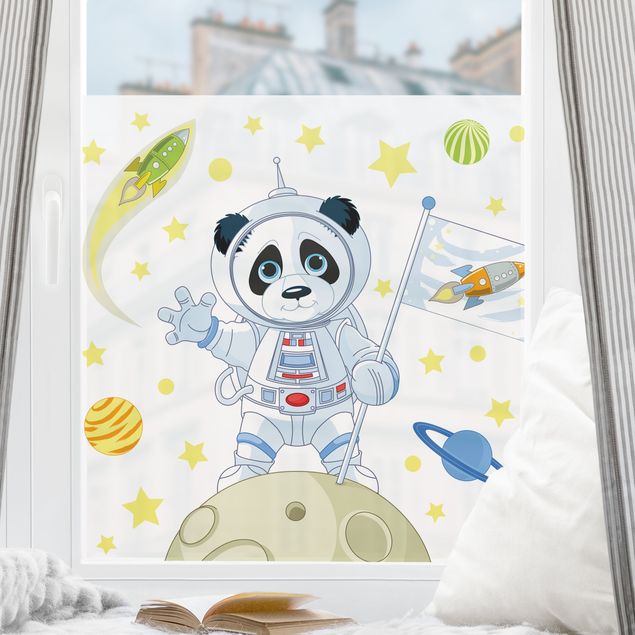 Fensterbild Tiere Astronaut Panda im All