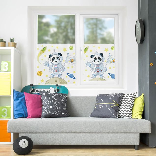 Fensterfolie Wohnzimmer Astronaut Panda im All