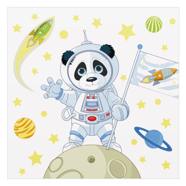 Selbstklebende Fensterbilder Astronaut Panda im All