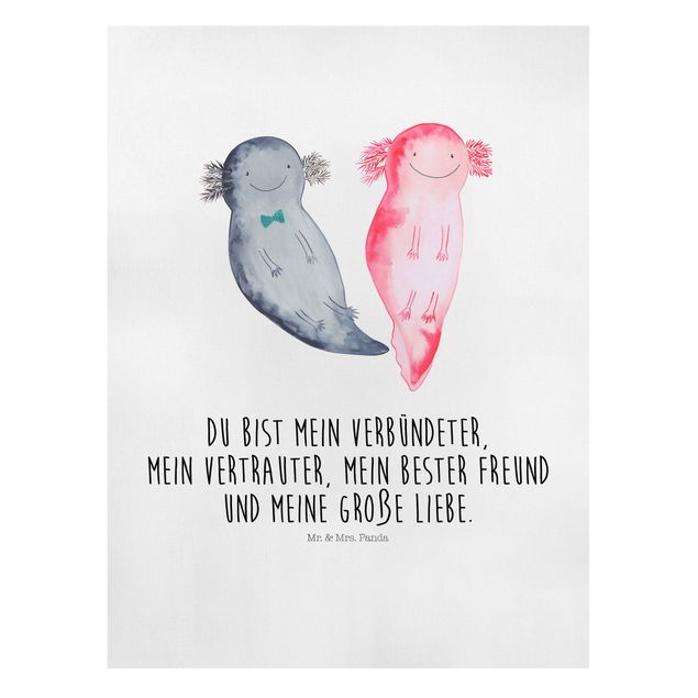Leinwand Kunstdruck Mr. & Mrs. Panda - Axolotl - Große Liebe