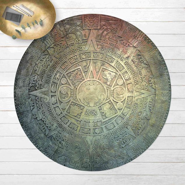 Teppiche Azteken Ornamentik im Kreis