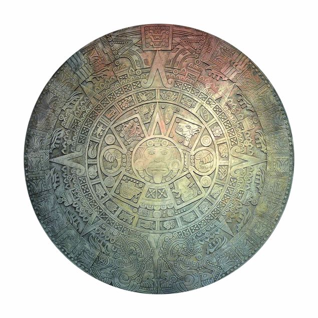 Runder Vinyl-Teppich - Azteken Ornamentik im Kreis