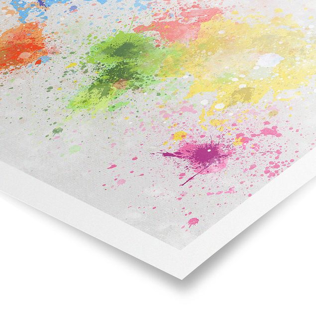 Poster kaufen Bunte Farbspritzer Weltkarte
