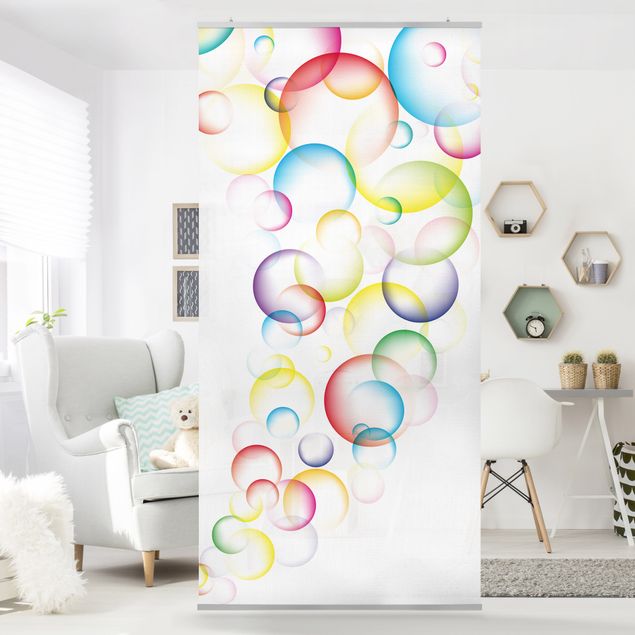 Raumteiler Kinderzimmer - Rainbow Bubbles 250x120cm