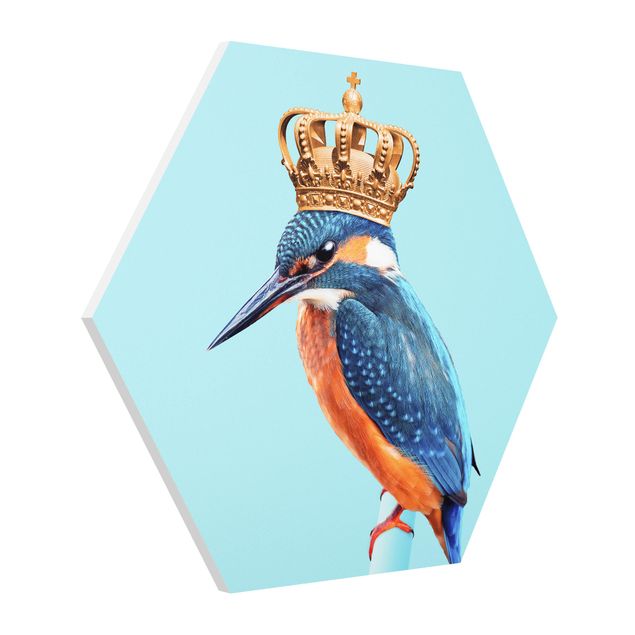 Hexagon Wandbilder Eisvogel mit Krone
