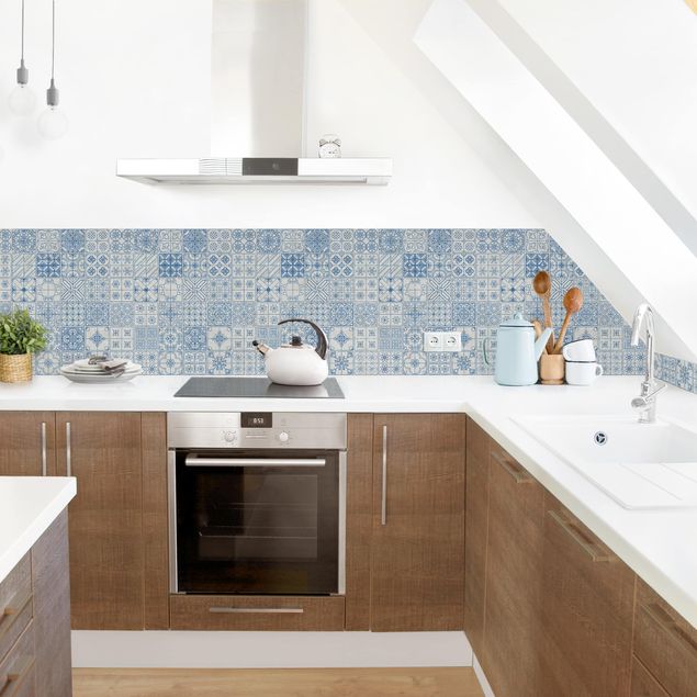 Küchenrückwand Muster Fliesenmuster Coimbra blau
