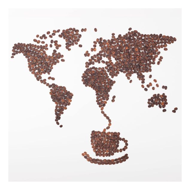 Glas Spritzschutz - Kaffee um die Welt - Quadrat - 1:1