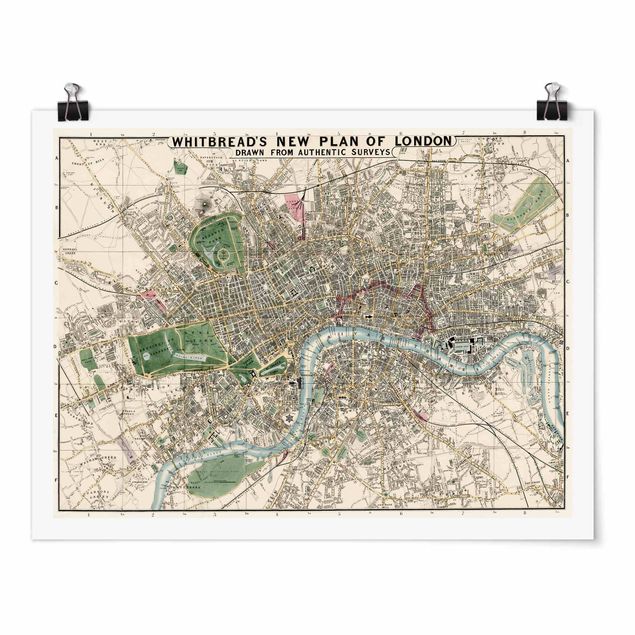 Wandbilder Vintage Stadtplan London