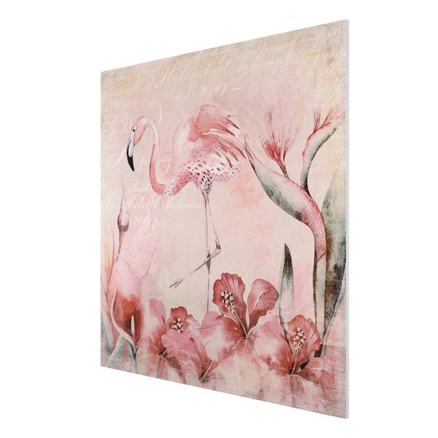 Schöne Wandbilder Shabby Chic Collage - Flamingo