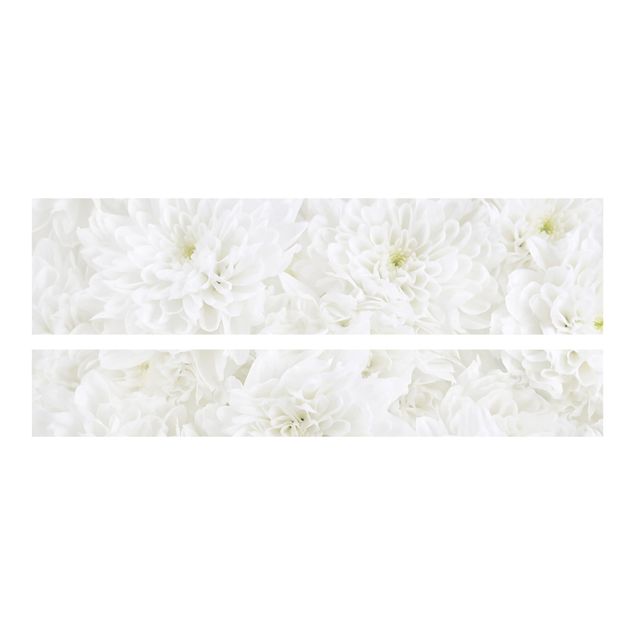 Möbelfolie für IKEA Malm Bett niedrig 180x200cm - Dahlien Blumenmeer weiß