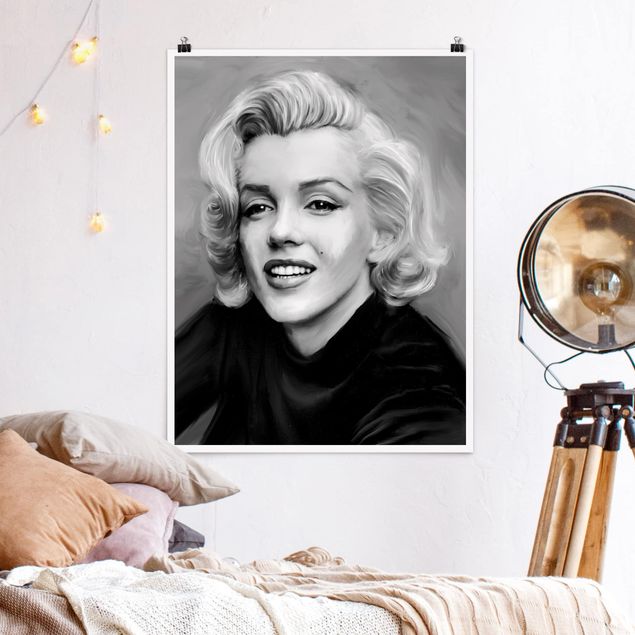 Schwarz-Weiß Poster Marilyn privat