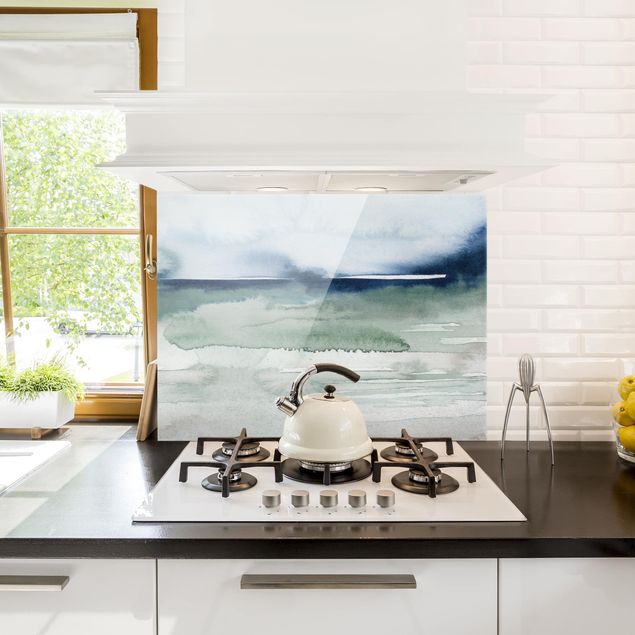 Küchenrückwand Glas Landschaft Meereswogen I
