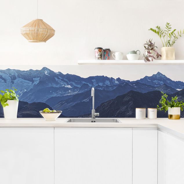 Küchenrückwände selbstklebend Blaues Bergpanorama
