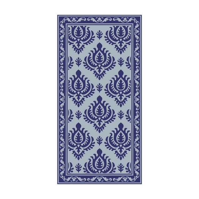 Blauer Teppich Dunkelblau Barock Light mit Bordüre