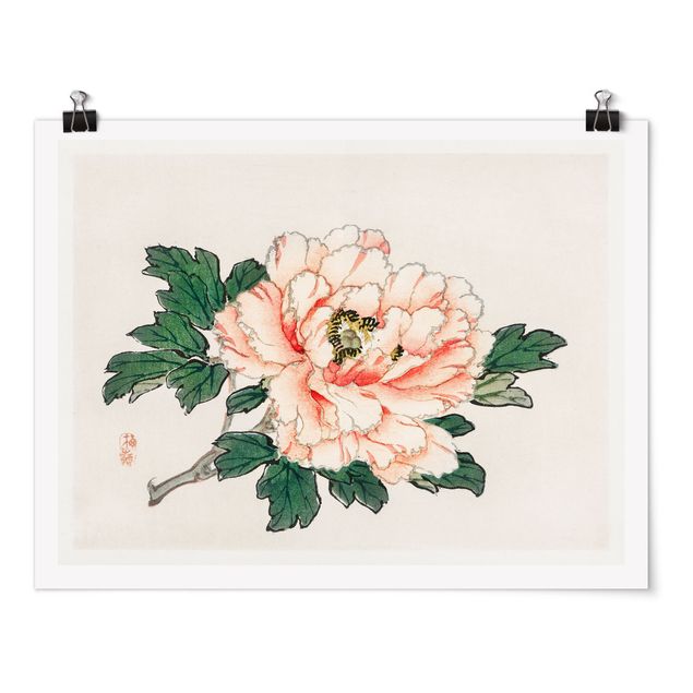 Bilder für die Wand Asiatische Vintage Zeichnung Rosa Chrysantheme