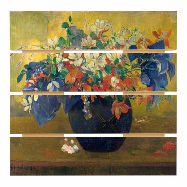 Moderne Holzbilder Paul Gauguin - Vase mit Blumen