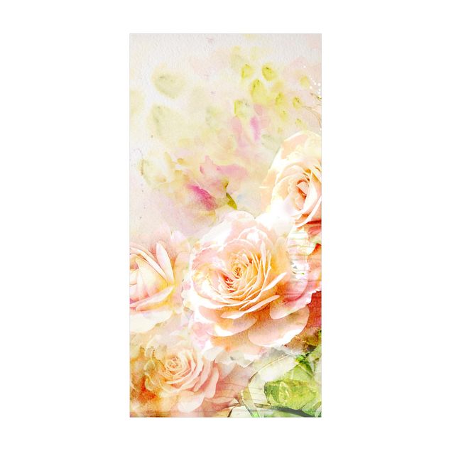Teppich Blumen Aquarell Rosen Komposition