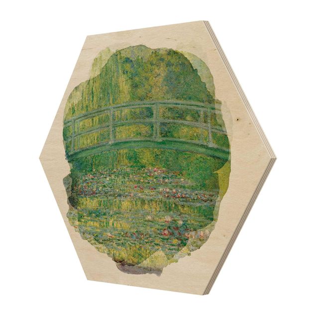Bilder auf Holz Wasserfarben - Claude Monet - Japanische Brücke