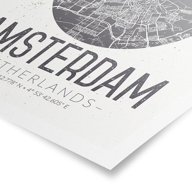 Poster Stadtplan Amsterdam - Retro