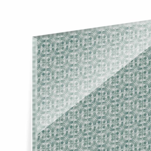 Spritzschutz Glas - Vintage Muster Geometrische Fliesen - Querformat 2:1