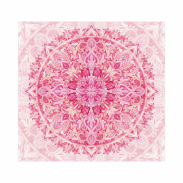 Duschrückwand - Mandala Aquarell Ornament pink