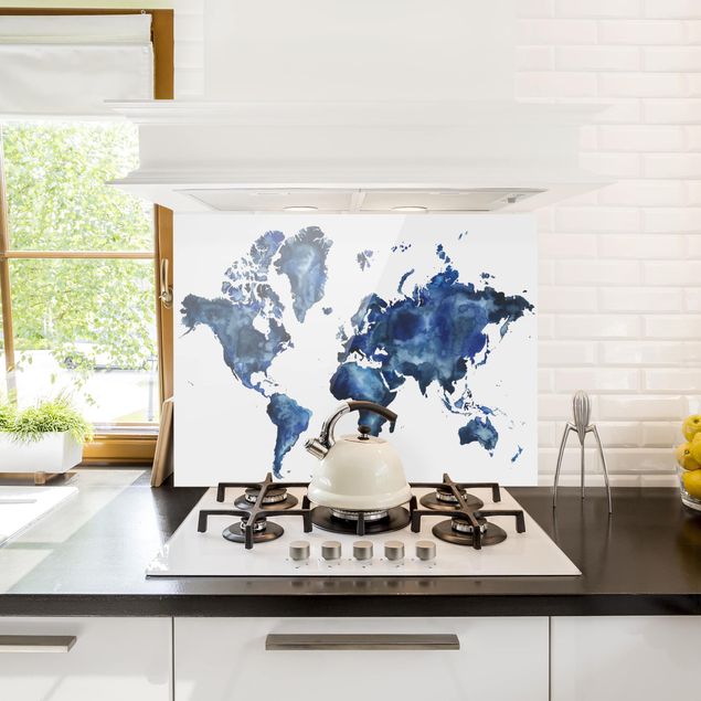 Spritzschutz Küche Wasser-Weltkarte hell