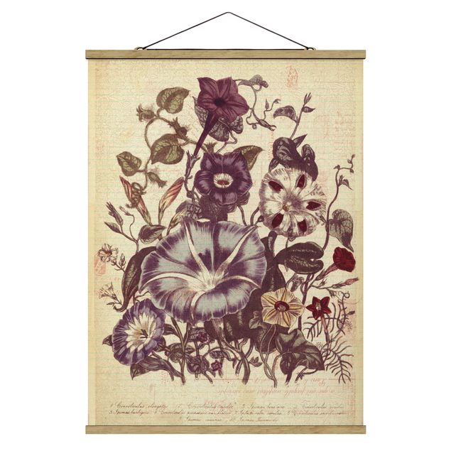 Stoffbild mit Posterleisten - Vintage Memory Blumenstrauss - Hochformat 3:4