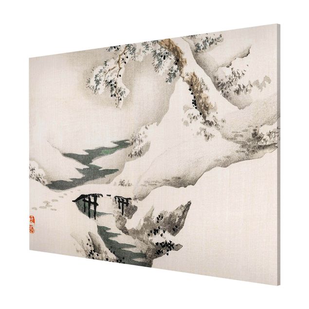 Wandbilder Asiatische Vintage Zeichnung Winterlandschaft