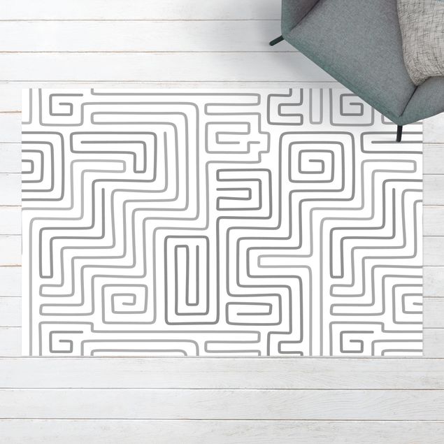 Aussen Teppich Labyrinth Muster in Grau