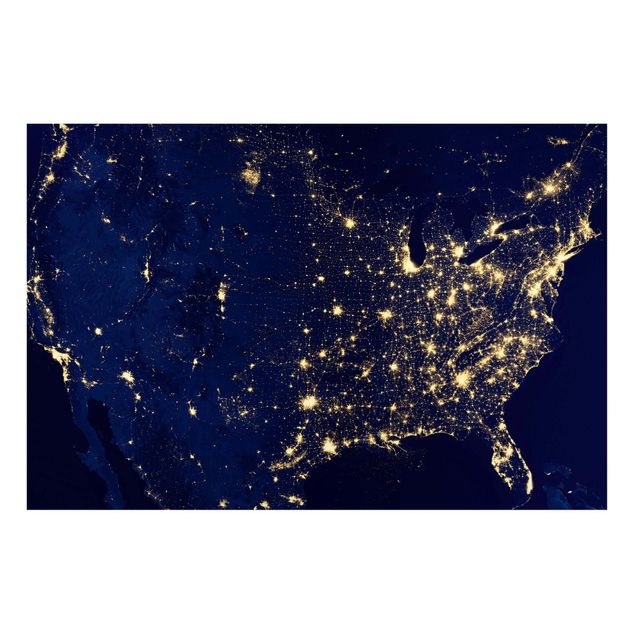 Magnettafel Skyline NASA Fotografie USA von oben bei Nacht