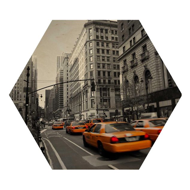 Hexagon Bild Holz - New York, New York!