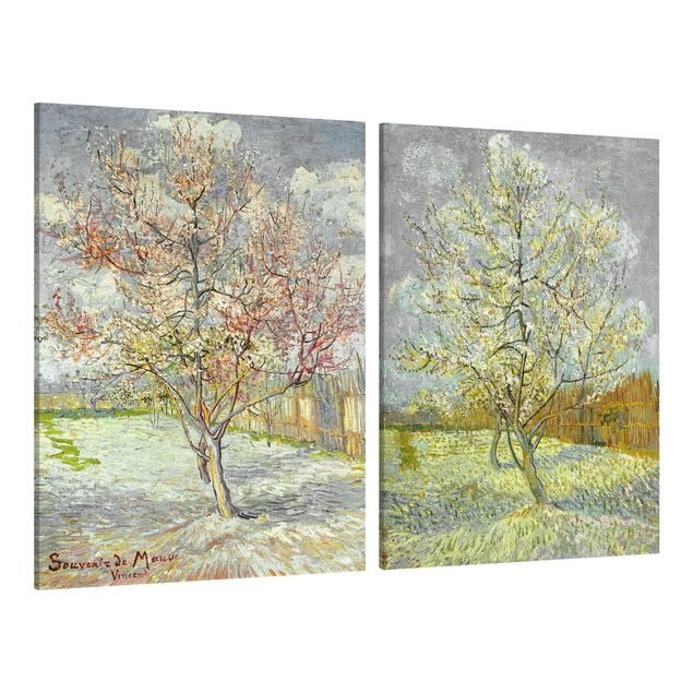 Kunstdruck Pointillismus Vincent van Gogh - Blühende Pfirsichbäume im Garten