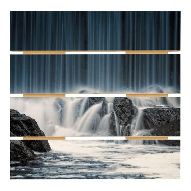 Holzbild - Wasserfall in Finnland - Quadrat 1:1
