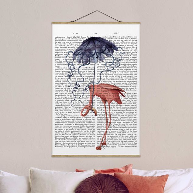 Wandbilder Tiere Tierlektüre - Flamingo mit Regenschirm