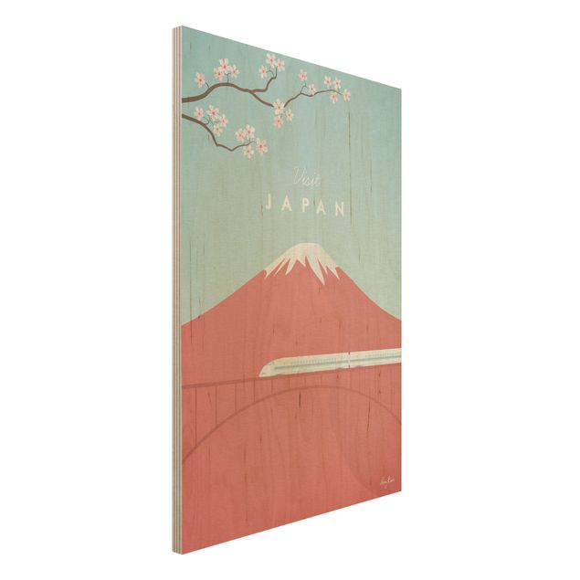 Wandbild Holz Vintage Reiseposter - Japan