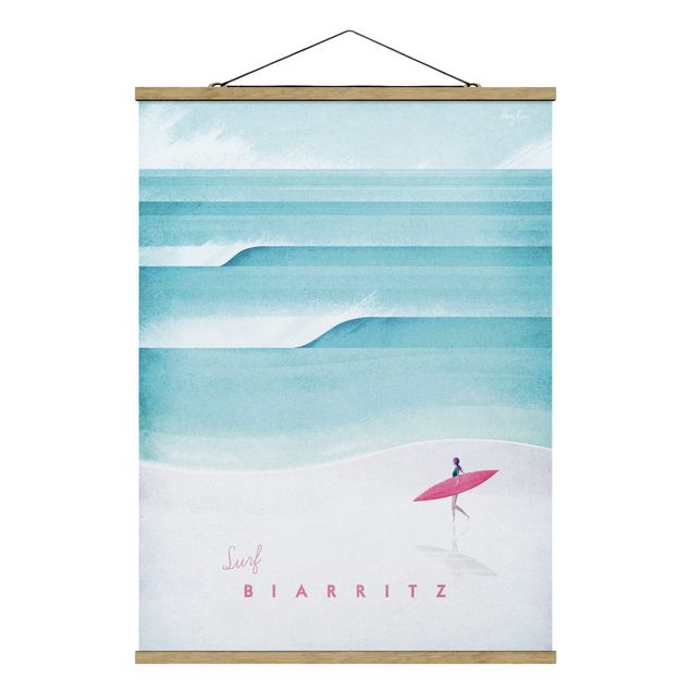 Stoffbild mit Posterleisten - Reiseposter - Biarritz - Hochformat 3:4