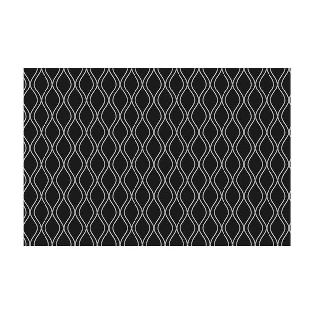 Teppich Vintage Dunkles Retro Muster mit grauen Wellen