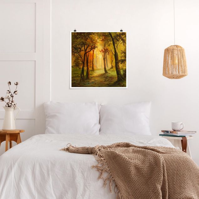Poster Kunstdruck Gemälde einer Waldlichtung
