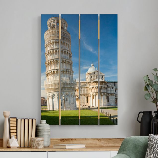 Moderne Holzbilder Der schiefe Turm von Pisa