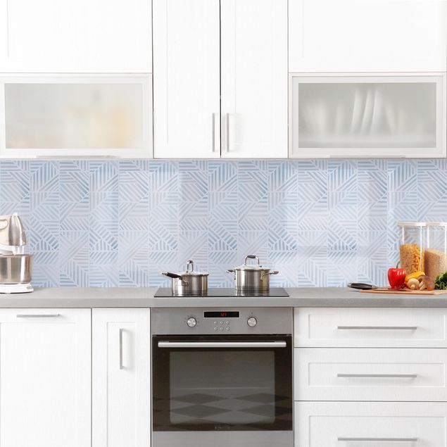 Glasrückwand Küche Muster Linienmuster Verlauf in Blau