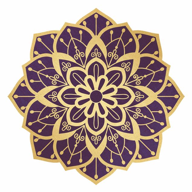 Wandtattoo - Mandala Blüte Muster gold violett