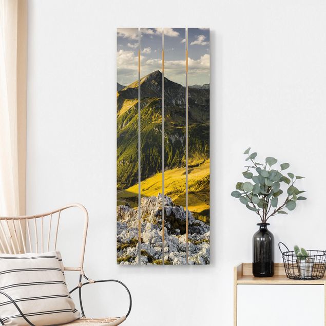 Holzbilder Natur Berge und Tal der Lechtaler Alpen in Tirol