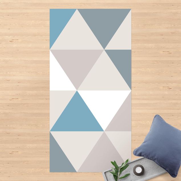 outdoor-teppich wetterfest Geometrisches Muster gekippte Dreiecke Blau